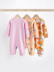 Vijolična/oranžna - dojenček Printed brez stopal 100% Cotton Sleepsuits 3 komplet (0mths-3yrs) - Slika 2 iz 8