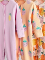Vijolična/oranžna - dojenček Printed brez stopal 100% Cotton Sleepsuits 3 komplet (0mths-3yrs) - Slika 3 iz 8