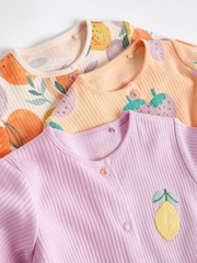Vijolična/oranžna - dojenček Printed brez stopal 100% Cotton Sleepsuits 3 komplet (0mths-3yrs) - Slika 4 iz 8