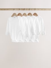 White Baby Hip Dysplasia Long Sleeve Bodysuits 5 Pack - Image 1 of 7