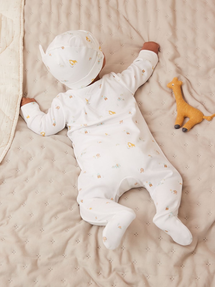 White Born in 2024 100% Cotton Baby Sleepsuit (0-9mths) - Image 2 of 8