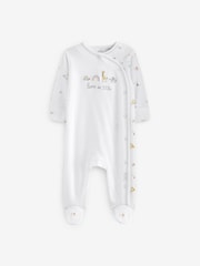 White Born in 2024 100% Cotton Baby Sleepsuit (0-9mths) - Image 4 of 8
