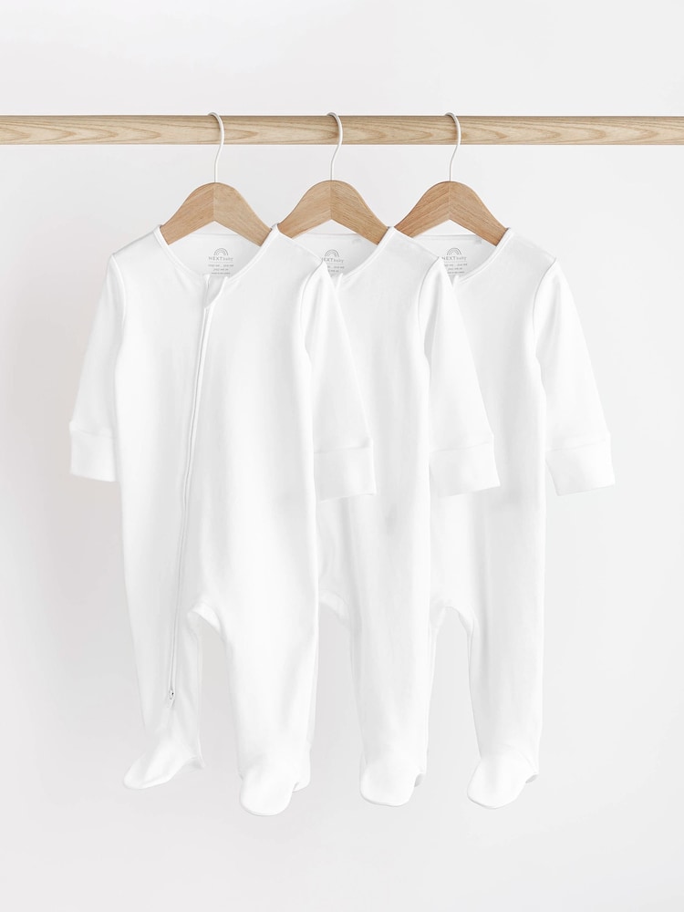 Bela - Essential Zipped 100% Cotton dojenček Sleepsuits 3 paket (0-3let) - Slika 1 iz 6 Bela - Essential Zipped 100% Cotton dojenček Sleepsuits 3 paket (0-3let) - Slika 1 iz 6