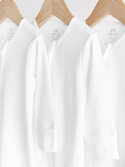 White Essential Zipped 100% Cotton Baby Sleepsuits 3 Pack (0-3yrs) - Image 3 of 6