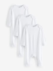 White Kind to Skin Baby Sleepsuits 3 Pack (0-2yrs) - Image 1 of 3