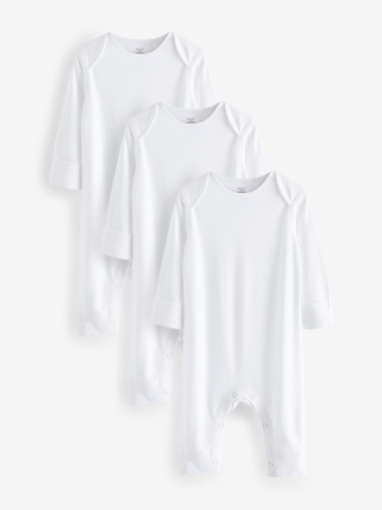 White Kind to Skin Baby Sleepsuits 3 Pack (0-2yrs) - Image 1 of 3