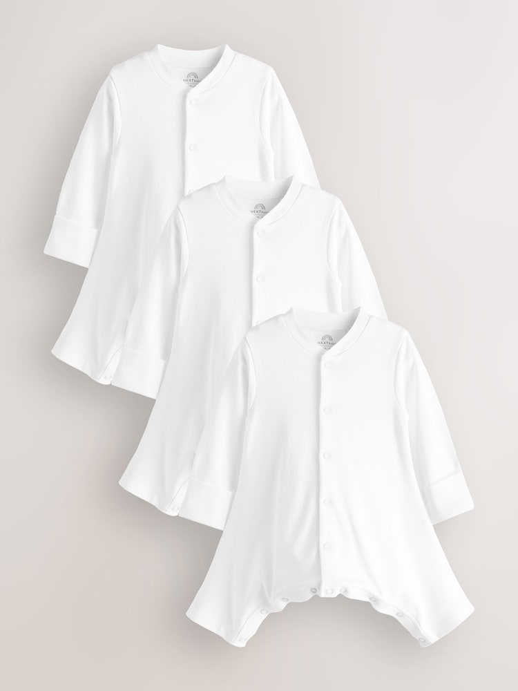 Bela - Hip Displazija 100% Bombažni dojenček Sleepsuits 3 komplet (0-3let) - Slika 1 iz 4 Bela - Hip Displazija 100% Bombažni dojenček Sleepsuits 3 komplet (0-3let) - Slika 1 iz 4