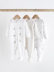 Neutral Bunny 100% Cotton Delicate Baby Sleepsuits 3 Pack (0-2yrs) - Image 1 of 12