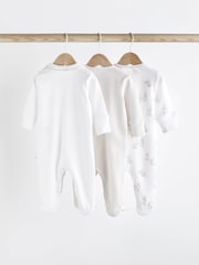 Neutral Bunny 100% Cotton Delicate Baby Sleepsuits 3 Pack (0-2yrs) - Image 2 of 12