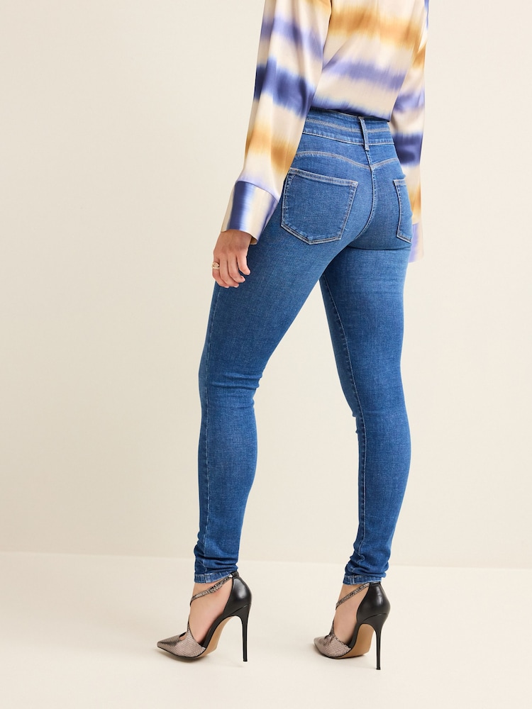 Délavage bleu moyen - Jean skinny coupe slim à effet rehausseur - Image 3 of 6