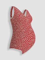 JoJo Maman Bébé Red Ditsy Floral V-Neck Maternity Swimsuit - Image 2 of 4