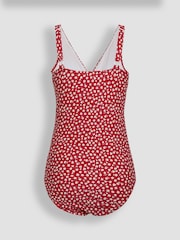 JoJo Maman Bébé Red Ditsy Floral V-Neck Maternity Swimsuit - Image 3 of 4