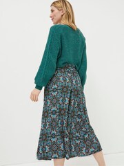 FatFace Green Millie Mirrored Floral Midi Skirt - Image 2 of 5