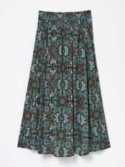 FatFace Green Millie Mirrored Floral Midi Skirt - Image 5 of 5