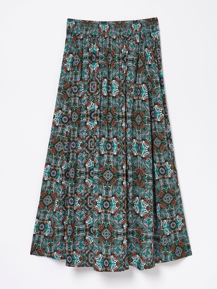 FatFace Green Millie Mirrored Floral Midi Skirt - Image 5 of 5