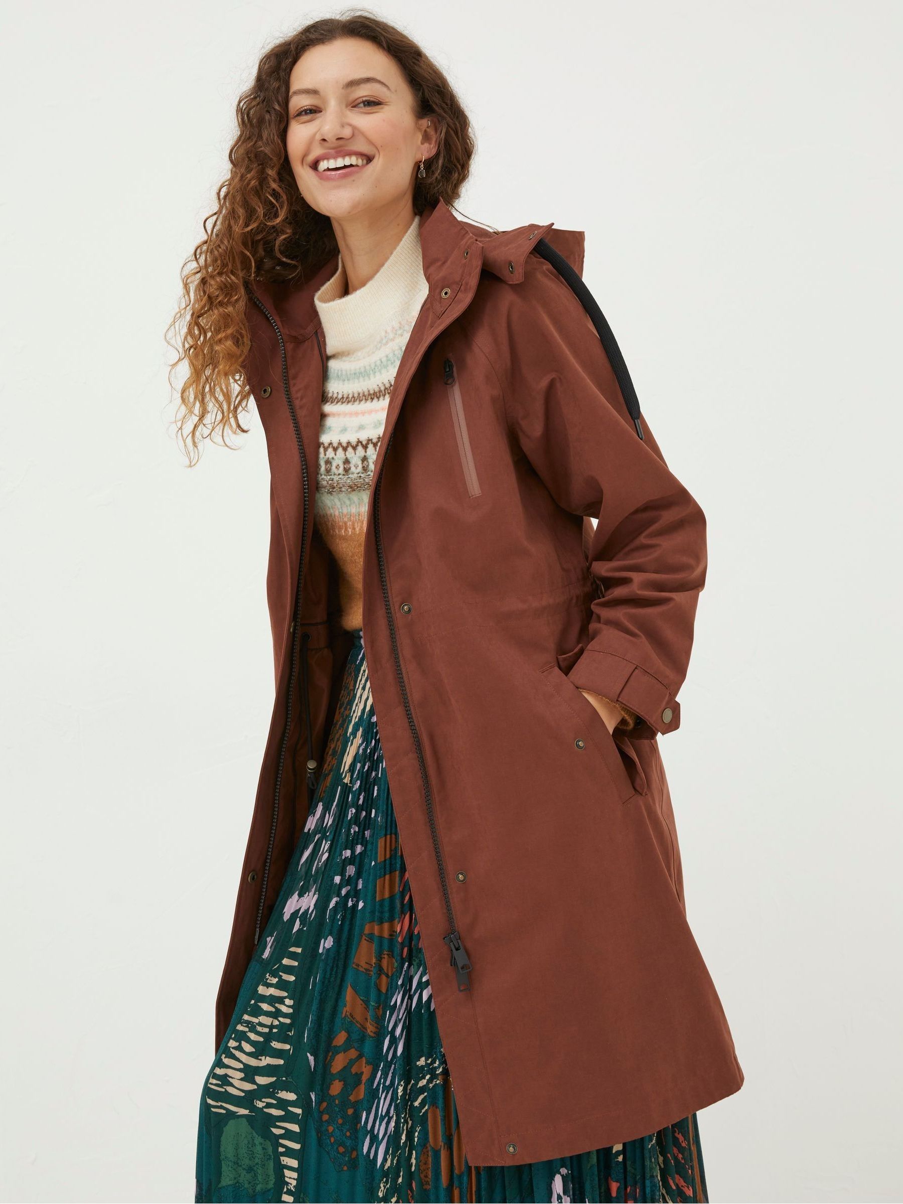 Buy FatFace Brown Waterproof Longline Coat from Next Belgium