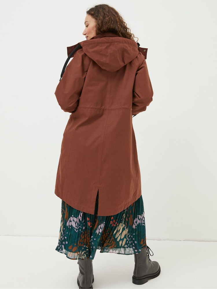 FatFace Brown Waterproof Longline Coat - Image 2 of 6