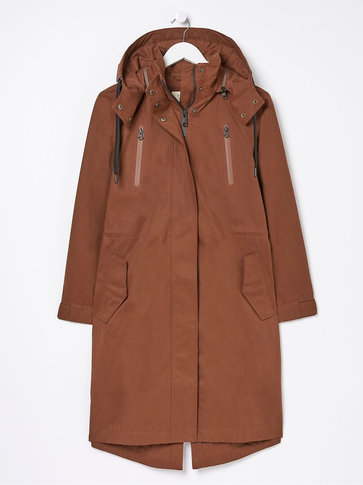 FatFace Brown Waterproof Longline Coat - Image 6 of 6