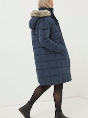 FatFace Blue Sienna Quilted Mid Length Coat - Image 2 of 4