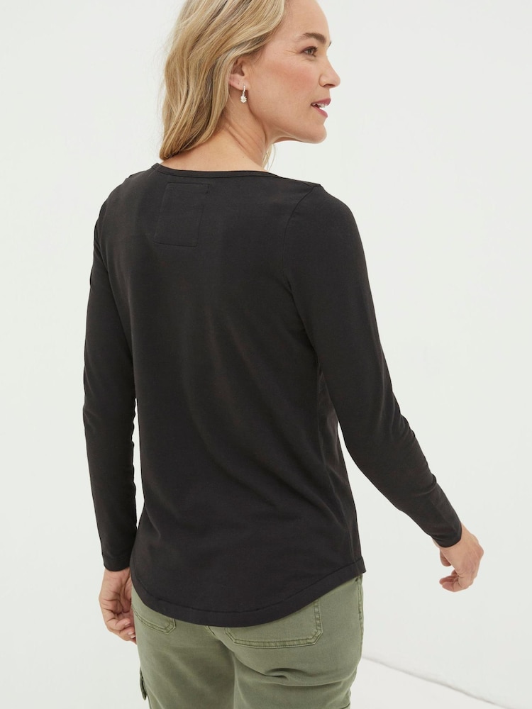 FatFace Black Organic Cotton Bree T-Shirt - Image 2 of 4 FatFace Black Organic Cotton Bree T-Shirt - Image 2 of 4
