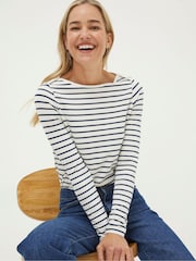 FatFace Breton Cream T-Shirt - Image 1 of 5