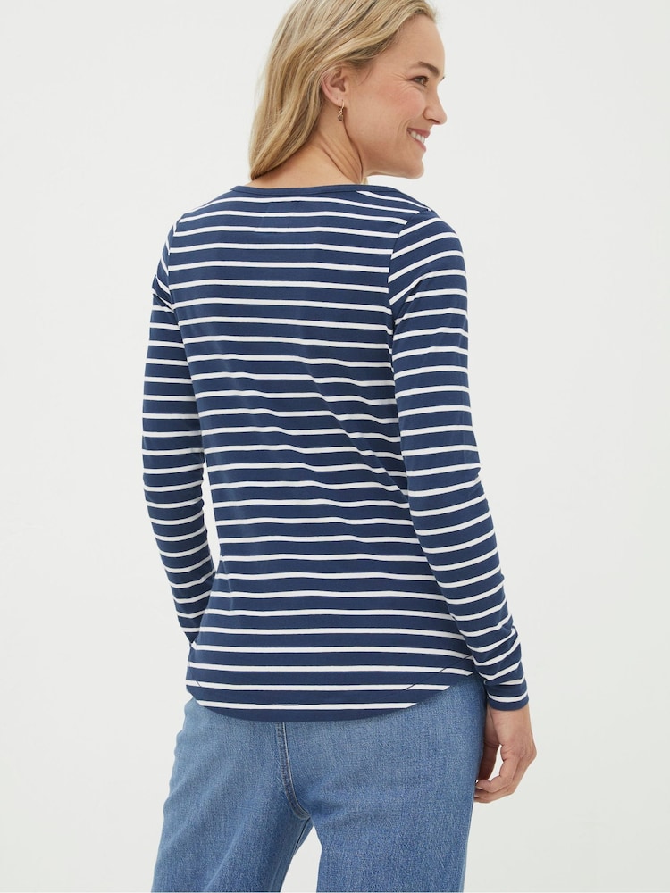 FatFace Breton Dark Blue T-Shirt - Image 2 of 4 FatFace Breton Dark Blue T-Shirt - Image 2 of 4