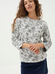 FatFace Cream Amari Jaquard Sweatshirt - Image 1 of 6