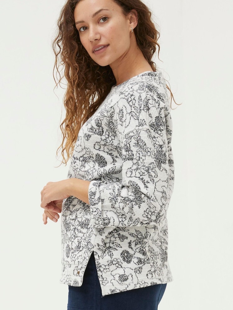 FatFace Cream Amari Jaquard Sweatshirt - Image 2 of 6