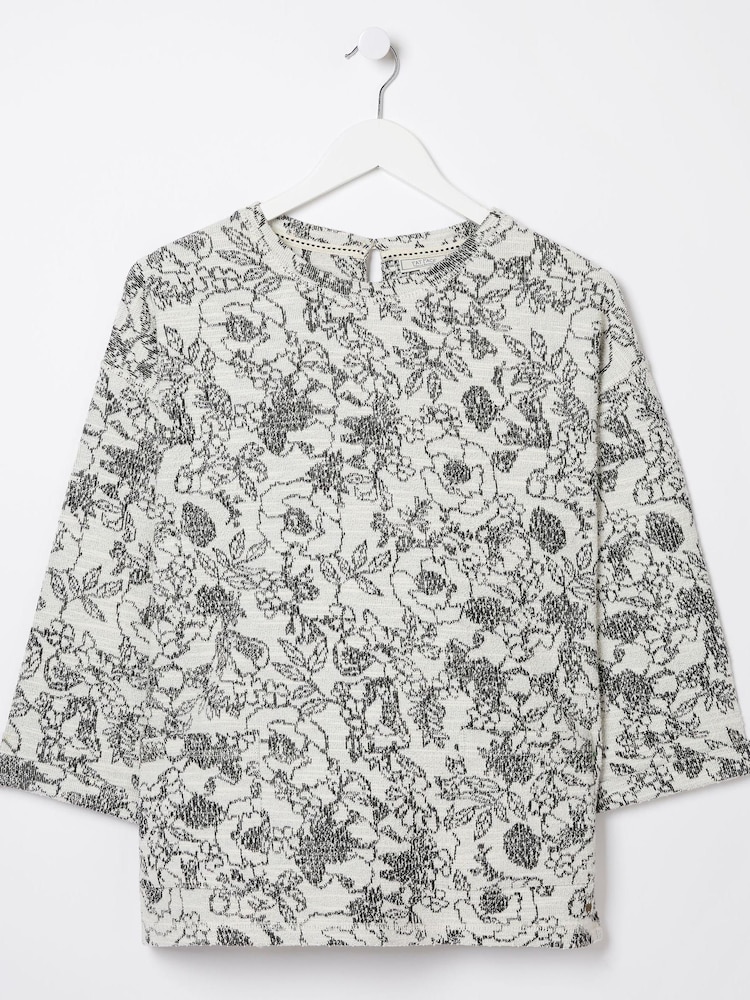 FatFace Cream Amari Jaquard Sweatshirt - Image 6 of 6