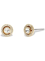 COACH Gold Tone Pave Halo Stud Earrings - Image 1 of 4