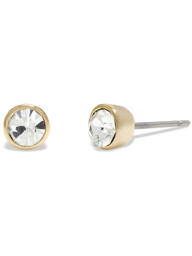 COACH Gold Tone Pave Halo Stud Earrings - Image 2 of 4