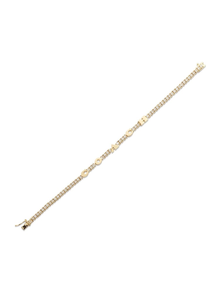 COACH Gold Tone Signature Logo Tennis Bracelet - Image 2 of 3 COACH Gold Tone Signature Logo Tennis Bracelet - Image 2 of 3