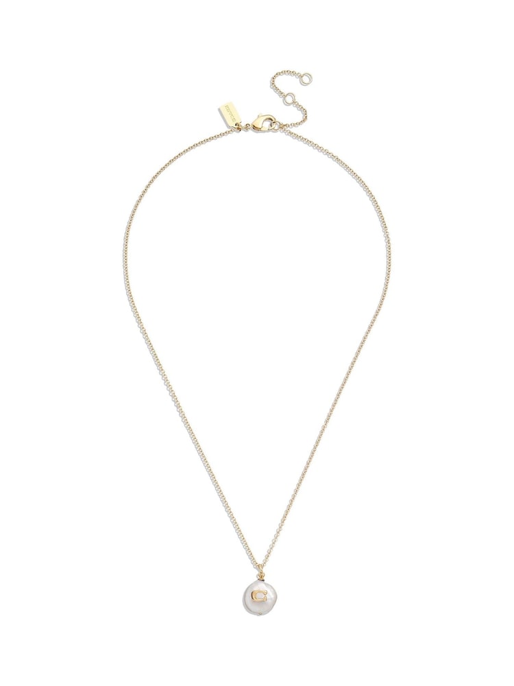 Collar en tono dorado con colgante de perla de COACH - Imagen 2 de 3
