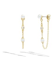 COACH Gold Tone Pearl Swag Chain Earrings - Image 1 of 2