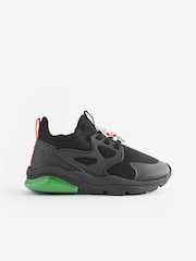 Black/Green Minecraft Elastic Lace Trainers - Image 2 of 6