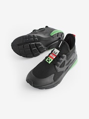 Black/Green Minecraft Elastic Lace Trainers - Image 3 of 6