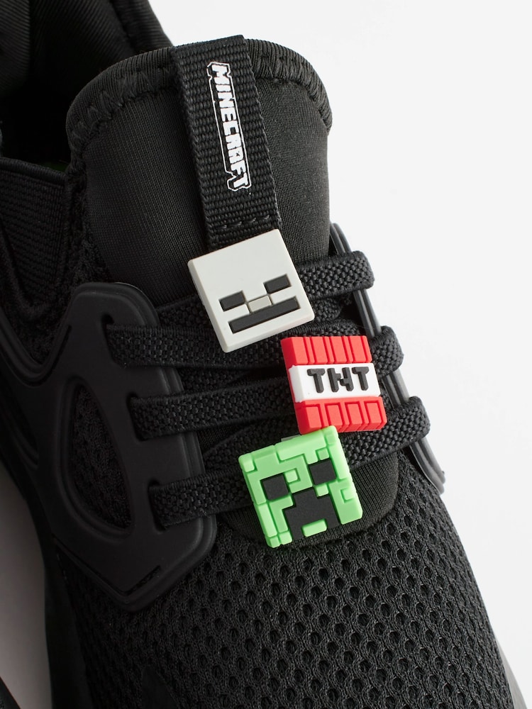 Black/Green Minecraft Elastic Lace Trainers - Image 6 of 6