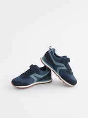 Navy Blue Standard Fit (F) One Strap Elastic Lace Trainers - Image 3 of 6