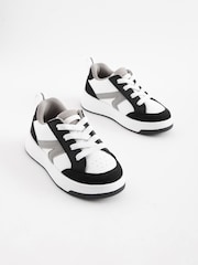 Black/White Standard Fit (F) Elastic Lace Trainers - Image 1 of 5
