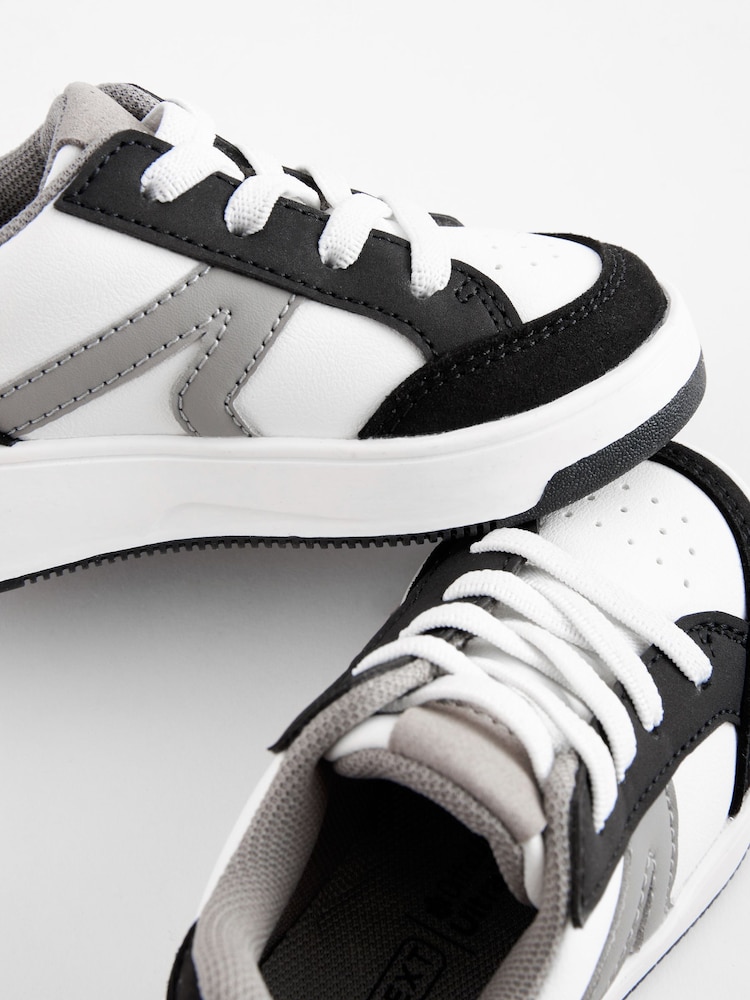 Black/White Standard Fit (F) Elastic Lace Trainers - Image 5 of 5