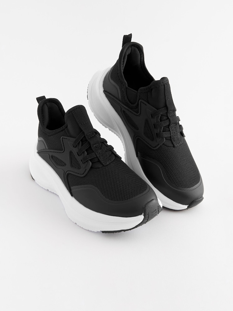 Black Elastic Lace Trainers - Image 1 of 4