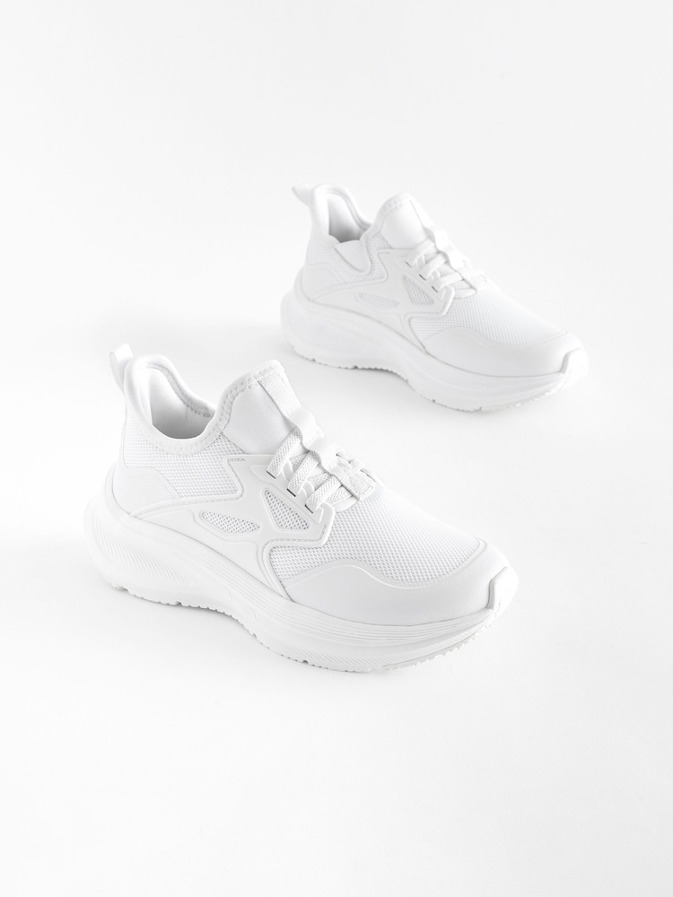 White Elastic Lace Trainers - Image 1 of 6