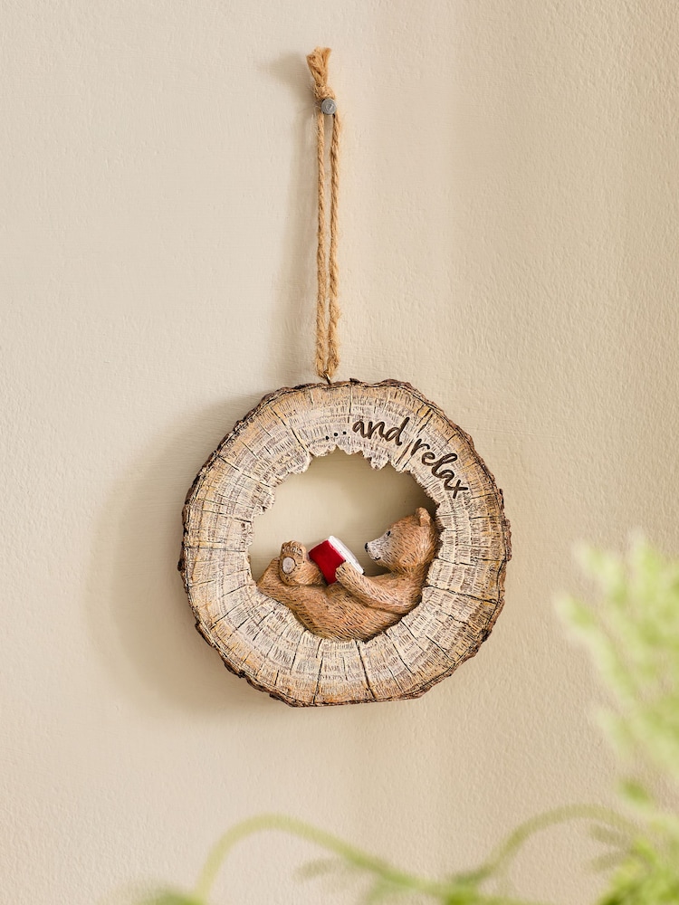 Natural Bertie Bear Reading Hanging Decoration - Image 1 of 4