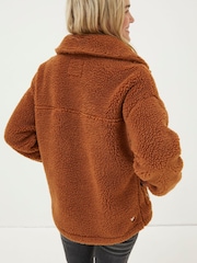 FatFace Brown Parker Colour Block Fleece Cardigan - Image 2 of 6