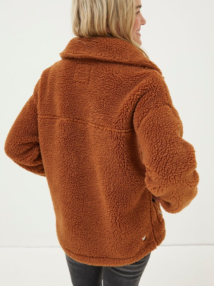 FatFace Brown Parker Colour Block Fleece Cardigan - Image 2 of 6