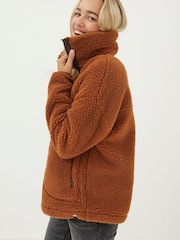 FatFace Brown Parker Colour Block Fleece Cardigan - Image 3 of 6