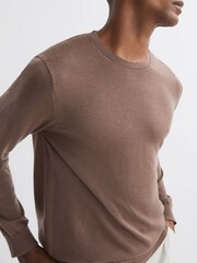 Reiss Brown Sugar Wessex Merino Wool Crew Neck Jumper - Image 4 of 5
