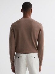 Reiss Brown Sugar Wessex Merino Wool Crew Neck Jumper - Image 5 of 5