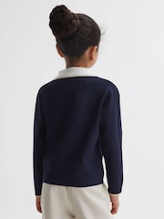 Reiss Navy Helena 9-14 yrs Embellished Knitted Cardigan - Image 4 of 5