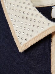 Reiss Navy Helena 9-14 yrs Embellished Knitted Cardigan - Image 5 of 5